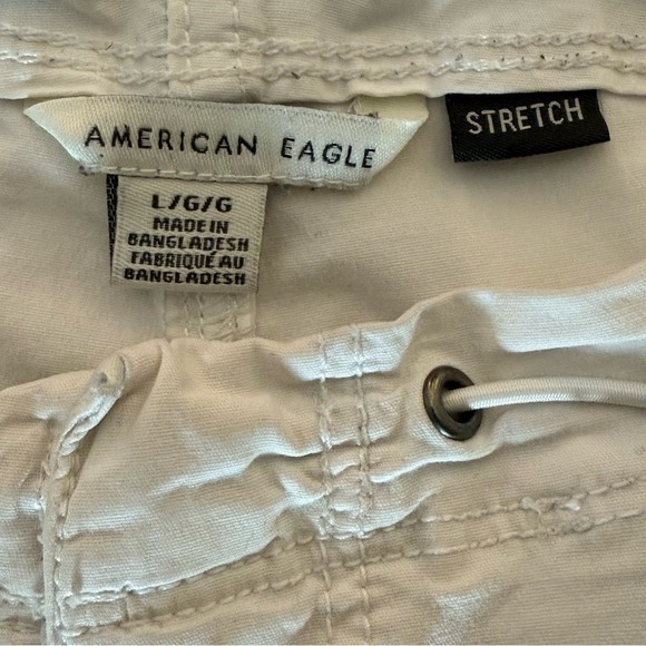 American Eagle Stretch Cargo Pants – White – Women's Large – Adjustable Hem - Picture 8 of 9